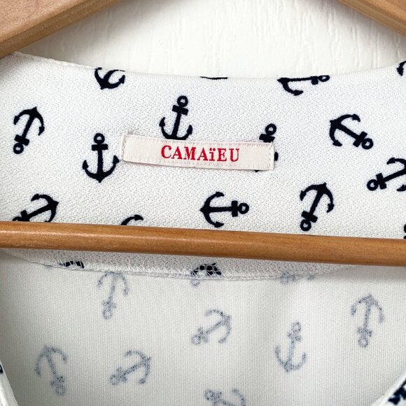 Camaïeu - Anchor Print Blouse with Tie - Picture 3 of 6